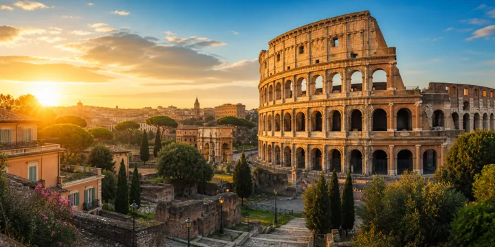 Vista de Roma con el Coliseo